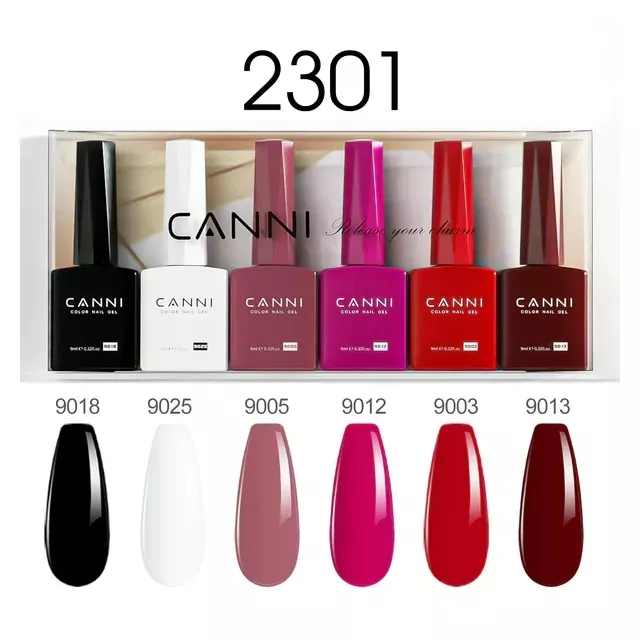 CANNI HEMA FREE UV/LED gél lakk szett 6x9ml - 2301- Classic Trio