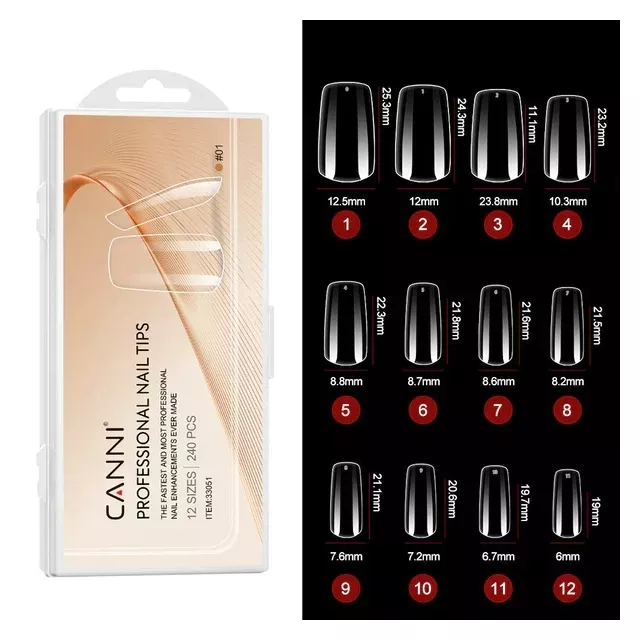 CANNI Soft Gél Tip 240 db-os / 12 méret No.01 kocka