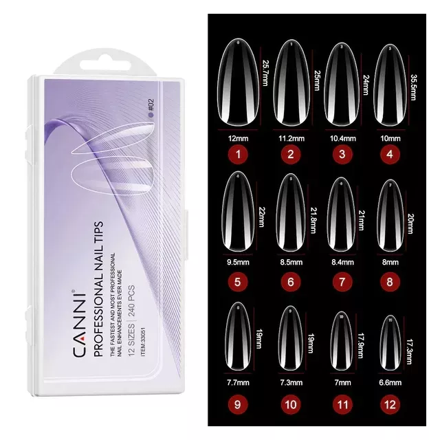 CANNI Soft Gél Tip 240 db-os / 12 méret No.02mandula