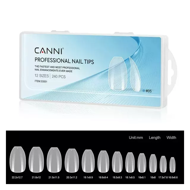 CANNI Soft Gél Tip 240 db-os / 12 méret No.05 short coffin