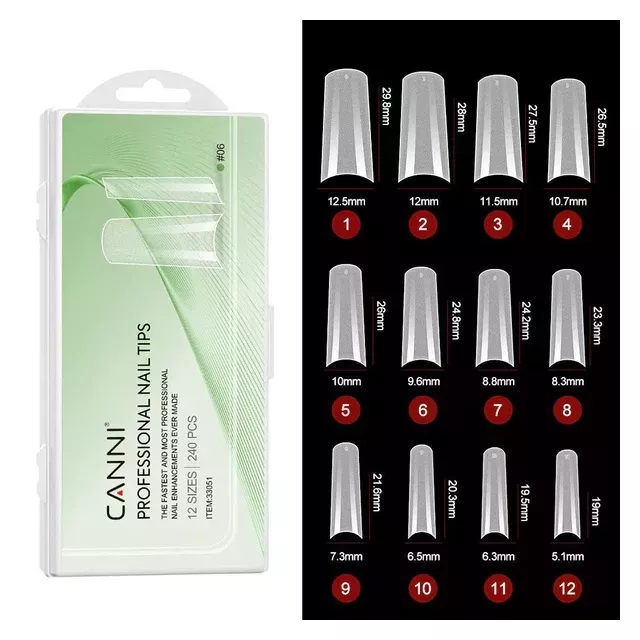 CANNI Soft Gél Tip 240 db-os / 12 méret No.06 Fél French Tip