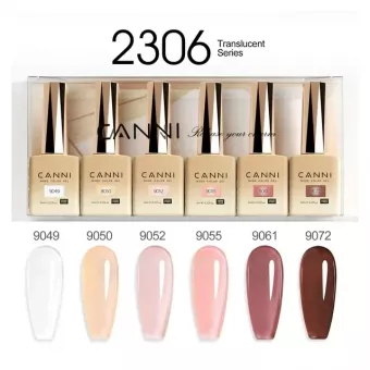 CANNI HEMA FREE UV/LED gél lakk szett 6x9ml - 2306 - Translucid Glamour