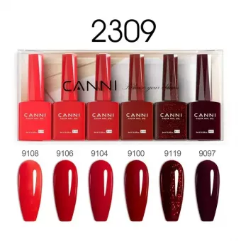 CANNI HEMA FREE UV/LED gél lakk szett 6x9ml - 2309 - Red Velvet Reverie