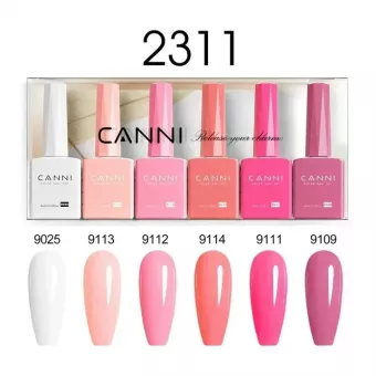 CANNI HEMA FREE UV/LED gél lakk szett 6x9ml - 2311 - Blush Bliss Bouquet