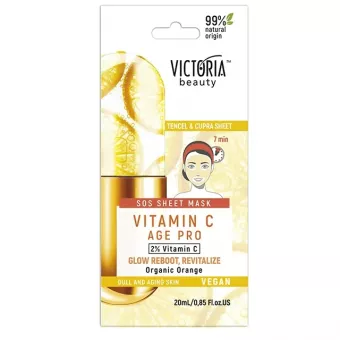 VICTORIA AGE PRO Fátyolmaszk C-Vitamin Organikus narancs Vegán 1db/cs
