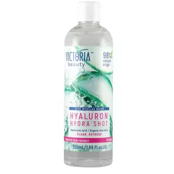 VICTORIA HYDRA SHOT Micellás víz Hialuronsav és Organikus Aloe Vera Vegán 350ml