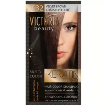 VICTORIA Keratin Therapy Hajszínező Sampon 40ml - V32 Bársony Barna