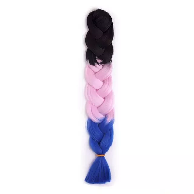 Afro Rainbow Hair Ombre műhaj 33# Fekete-Rózsa-Kék