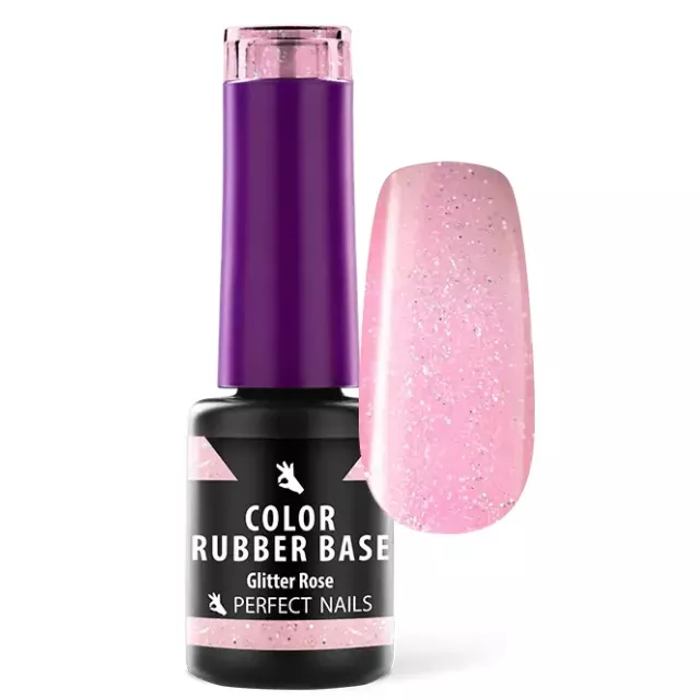 Perfect Nails Color Rubber Base Gel - Színezett Alapzselé 4ml - Glitter Rose