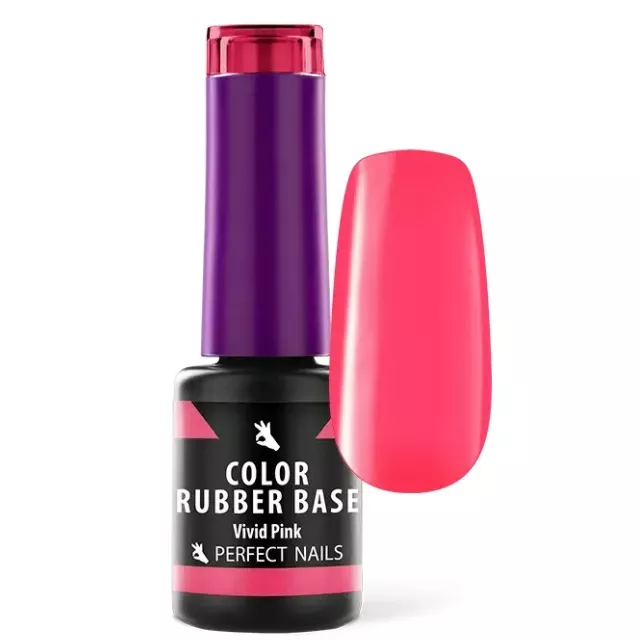 Perfect Nails Color Rubber Base Gel - Színezett Alapzselé 4ml - Vivid Pink