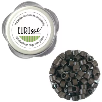Eurostil Mikrogyűrű Alumínium - Középbarna 100db 02913